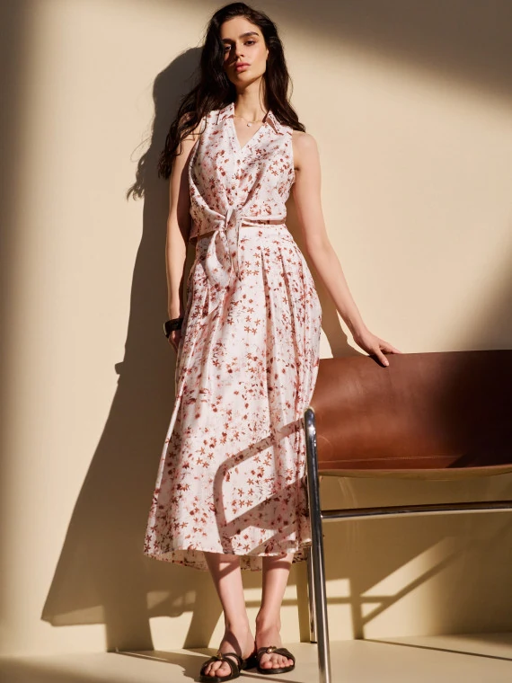 Midi skirt made of lyocell with a floral print