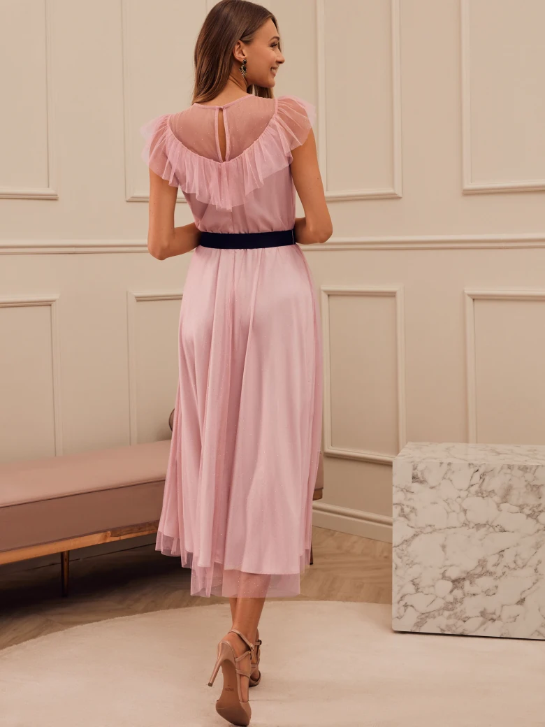 PINK DRESS WITH BLACK SASH