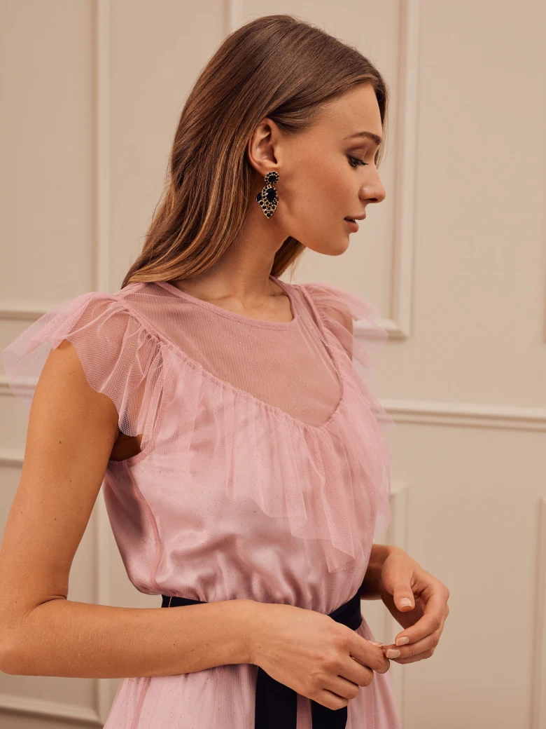 PINK DRESS WITH BLACK SASH
