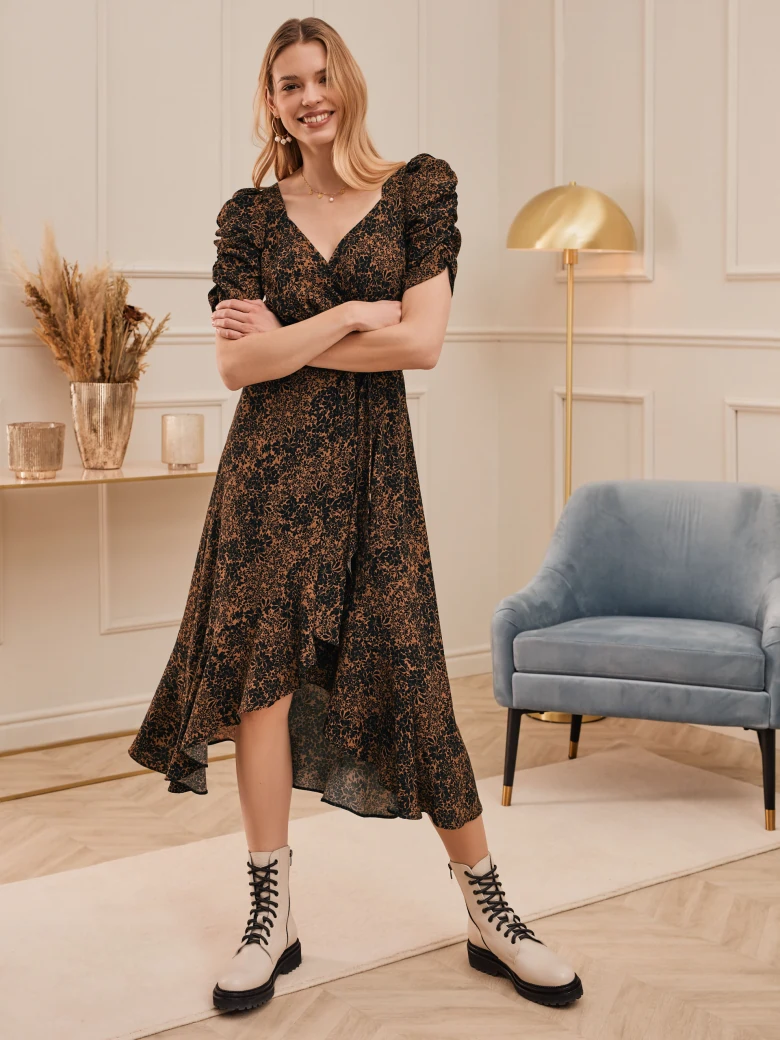 ENVELOPE DRESS WITH RUFFLES