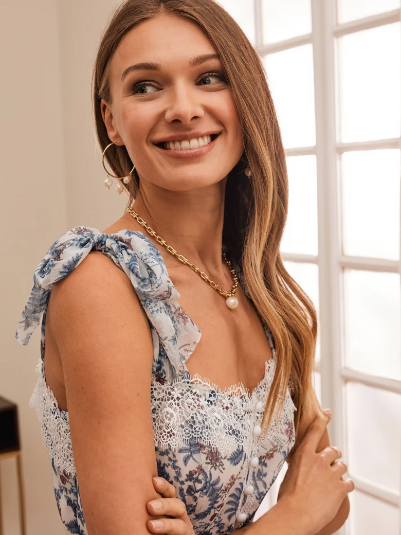 BLUE PATTERNED DRESS