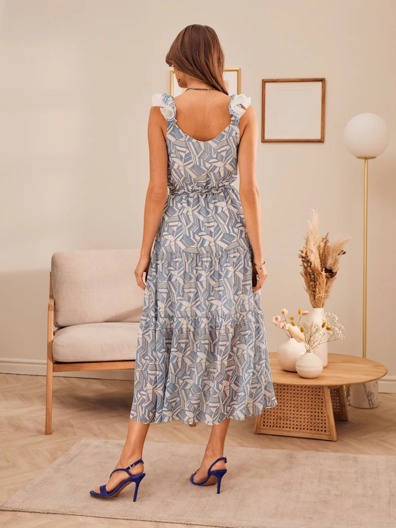 BLUE DRESS WITH RUFFLES