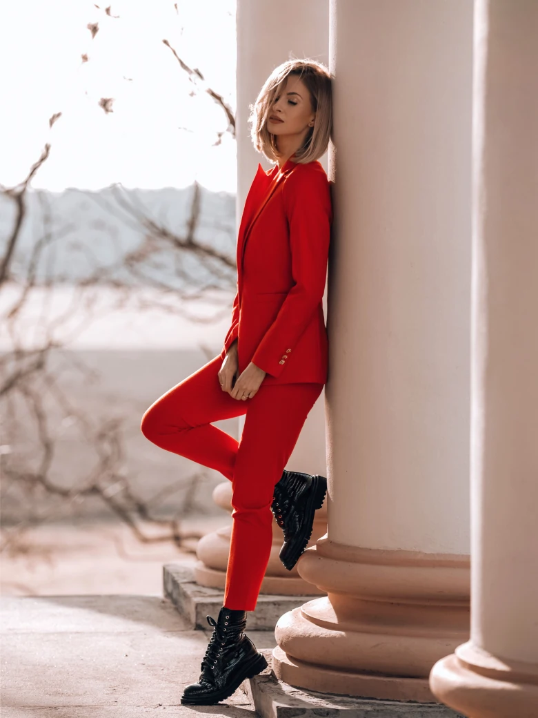 RED JACKET WITH GOLD BUTTONS