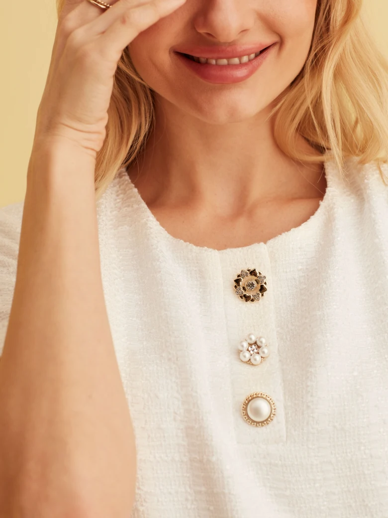 LIGHT-COLORED TWEED DRESS
