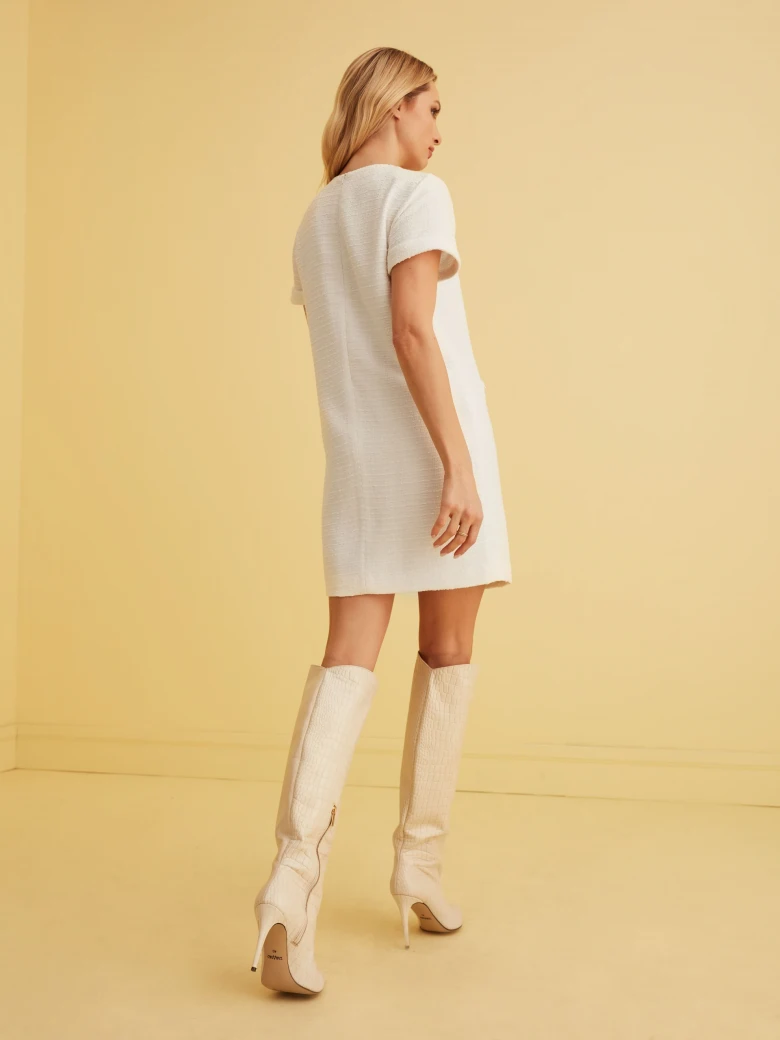 LIGHT-COLORED TWEED DRESS
