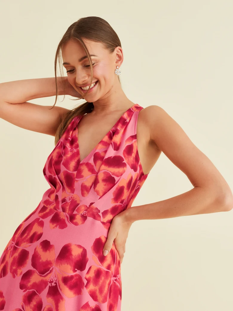 FLORAL DRESS WITH BACK TIE