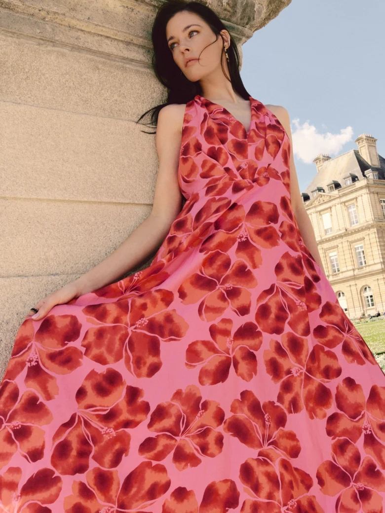 FLORAL DRESS WITH BACK TIE