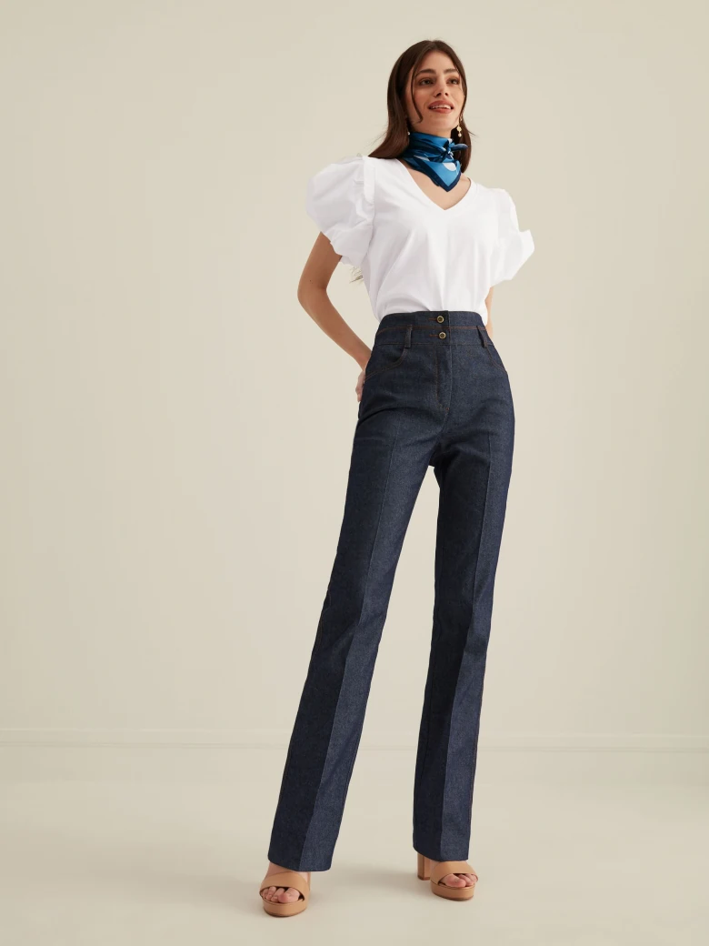 HIGH-WAISTED DENIM PANTS