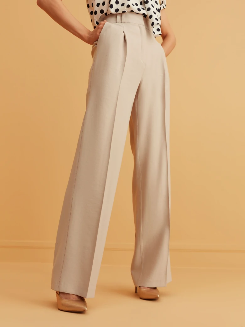 BEIGE WIDE-LEG PANTS