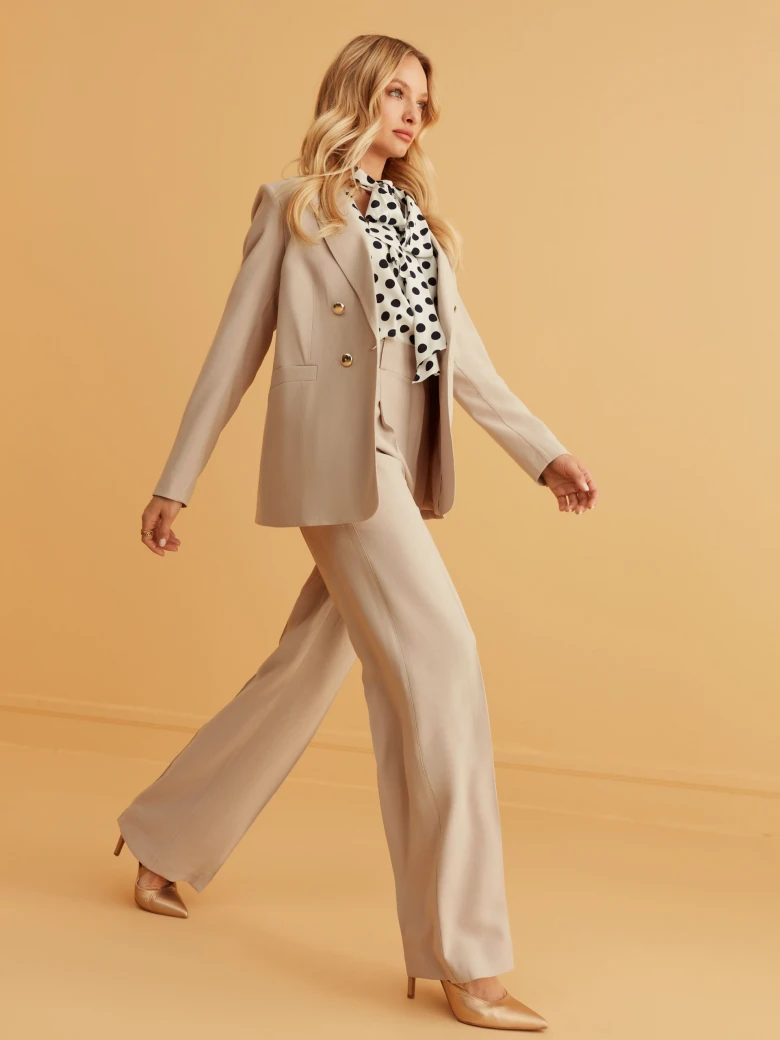 BEIGE WIDE-LEG PANTS