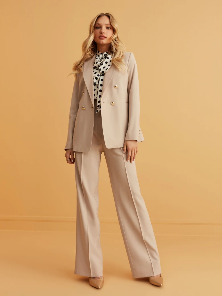 BEIGE WIDE-LEG PANTS