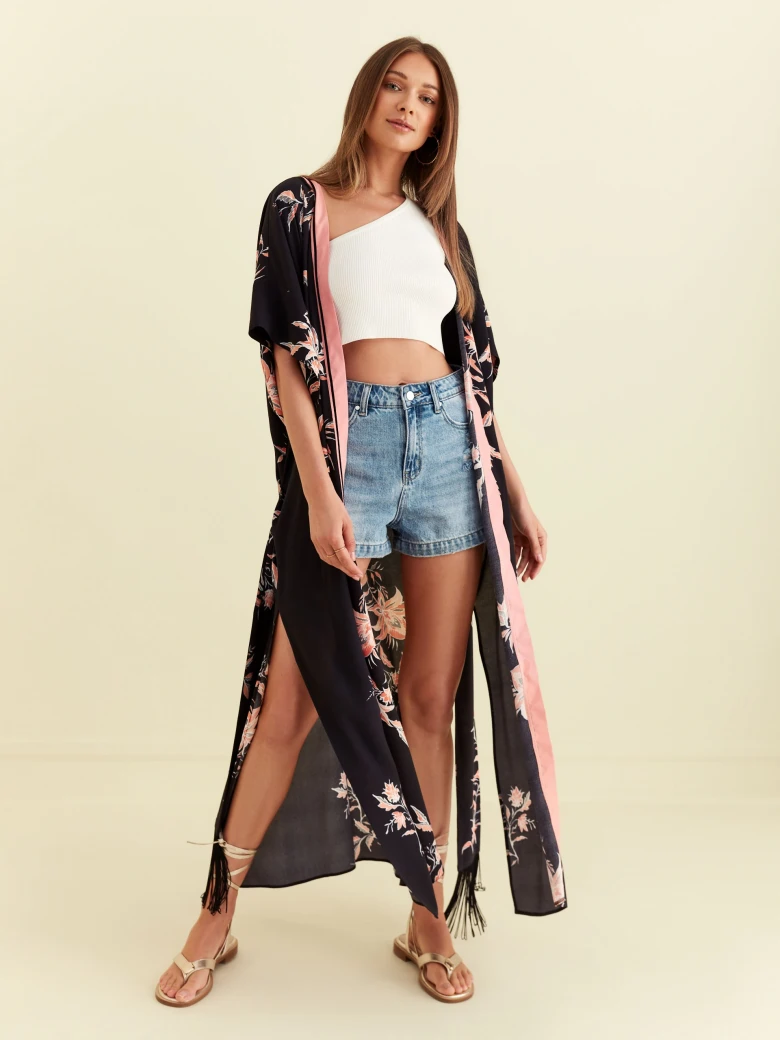 KIMONO IN FLORAL PRINT
