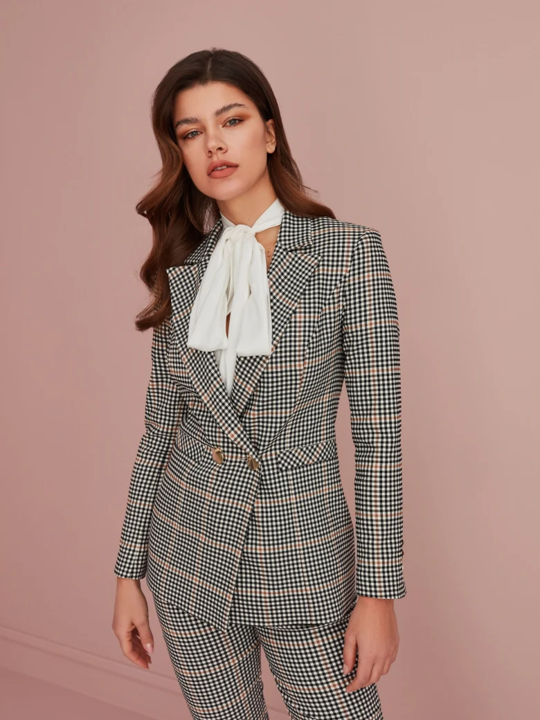 DOUBLE-BREASTED CHECKED JACKET