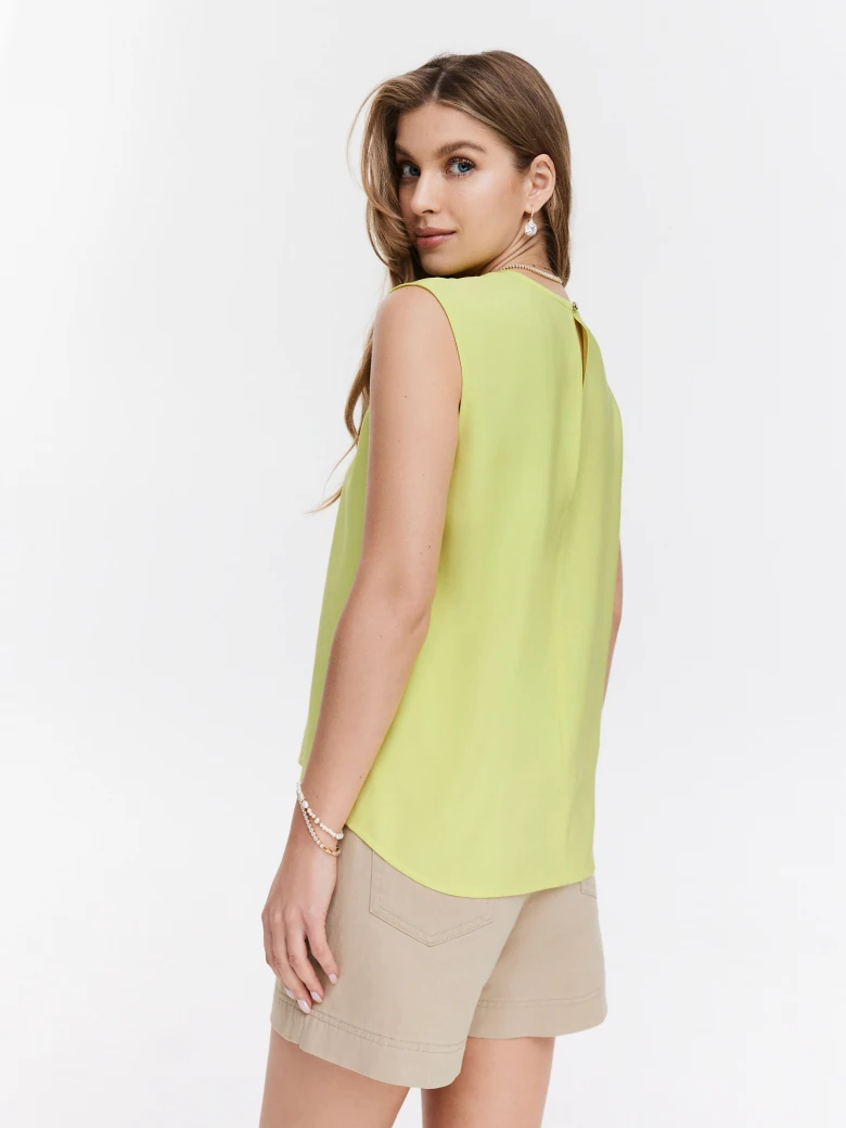 Airy lime green sleeveless blouse