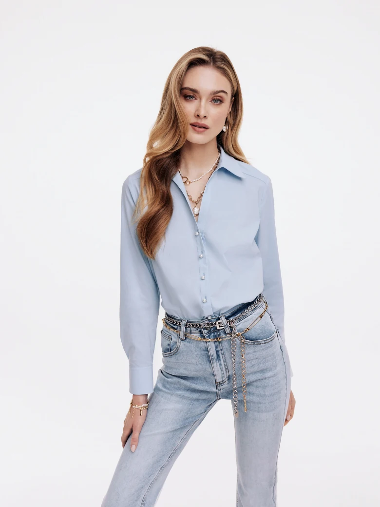 Blue waisted shirt