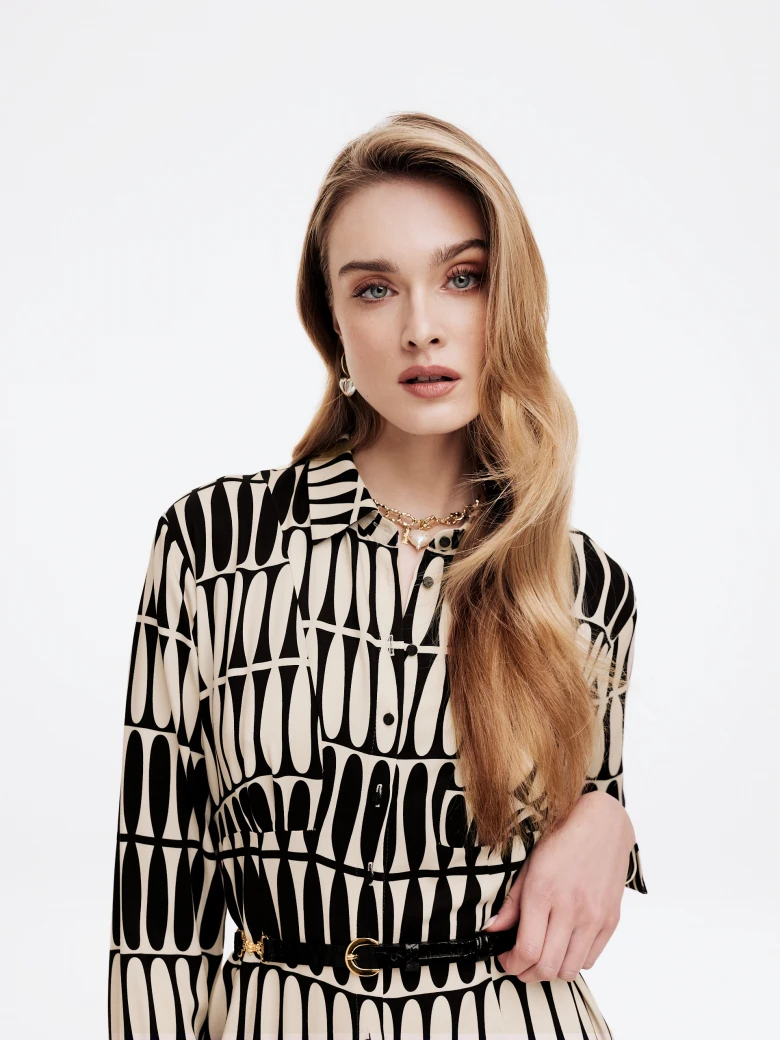 Black and white patterned emery dress