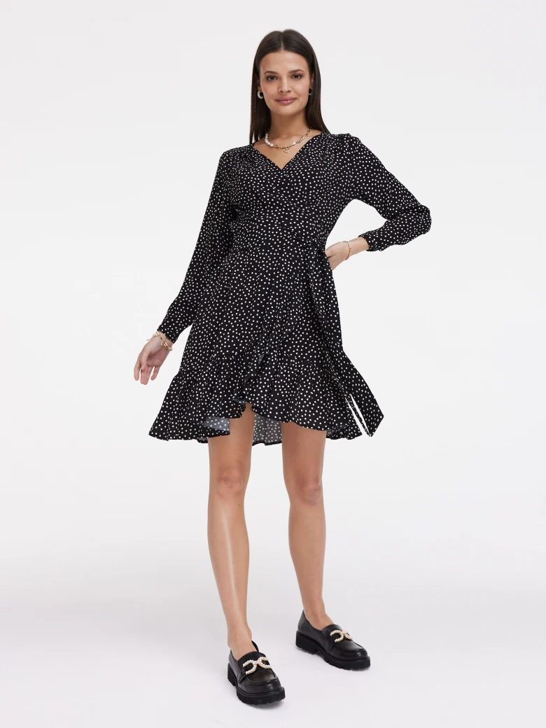 Black dress with white peas