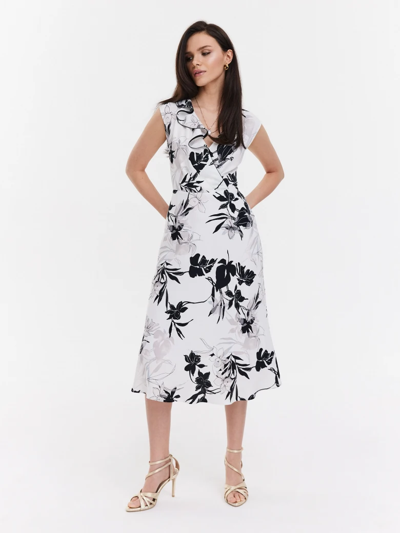 White dress with floral print