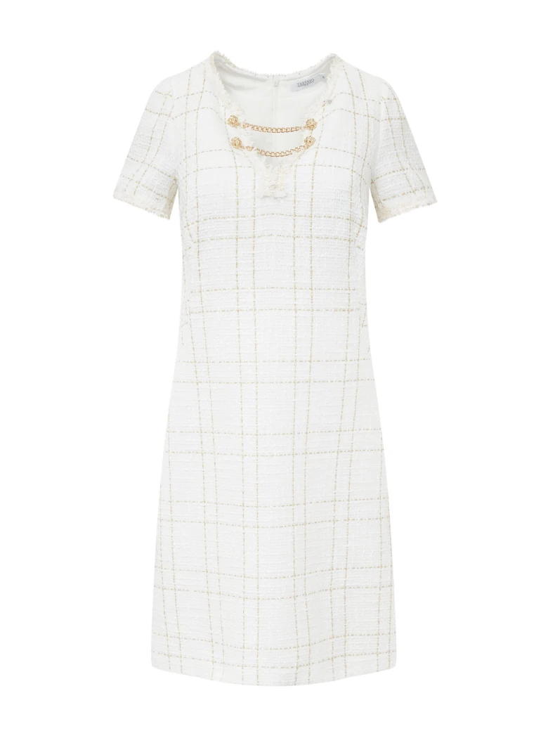 Beige dress with short sleeves