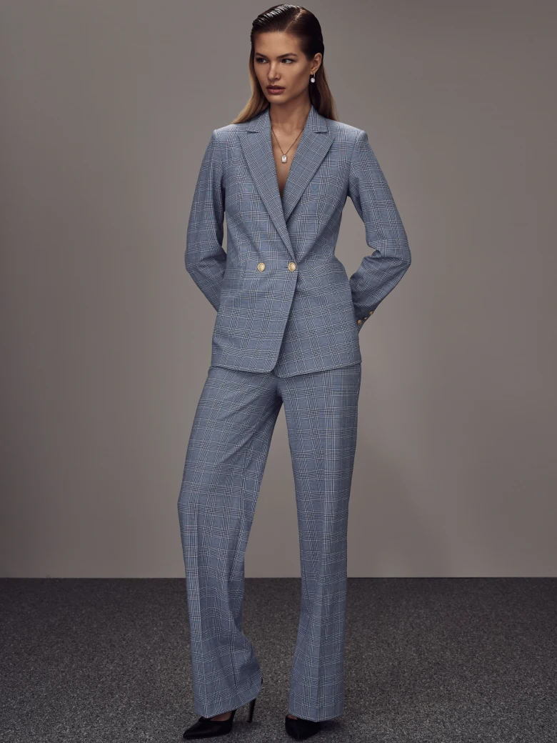 High-waisted plaid pants