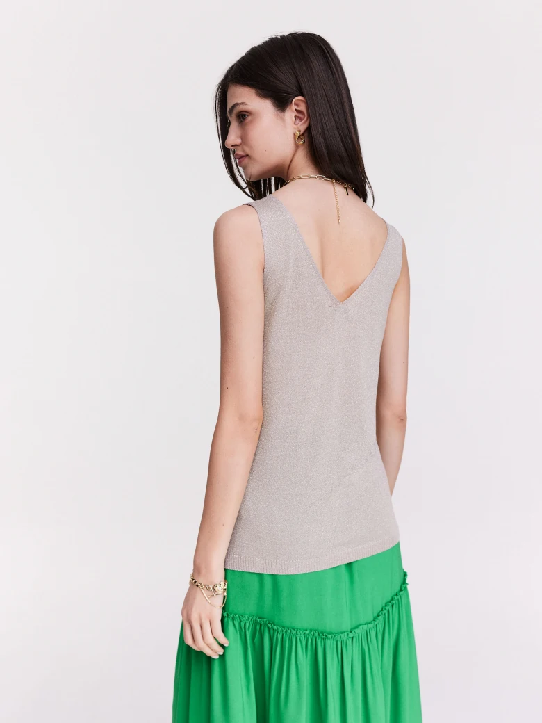 Green flared skirt with ruffles