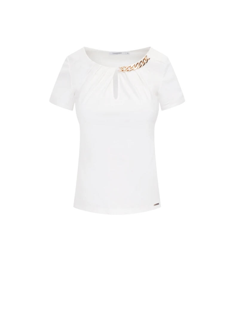 White blouse with a striking chainmaille