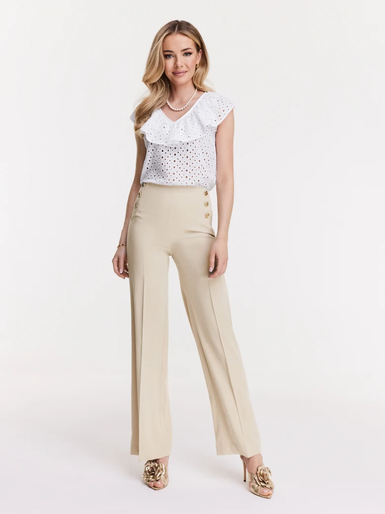 White blouse with V neckline