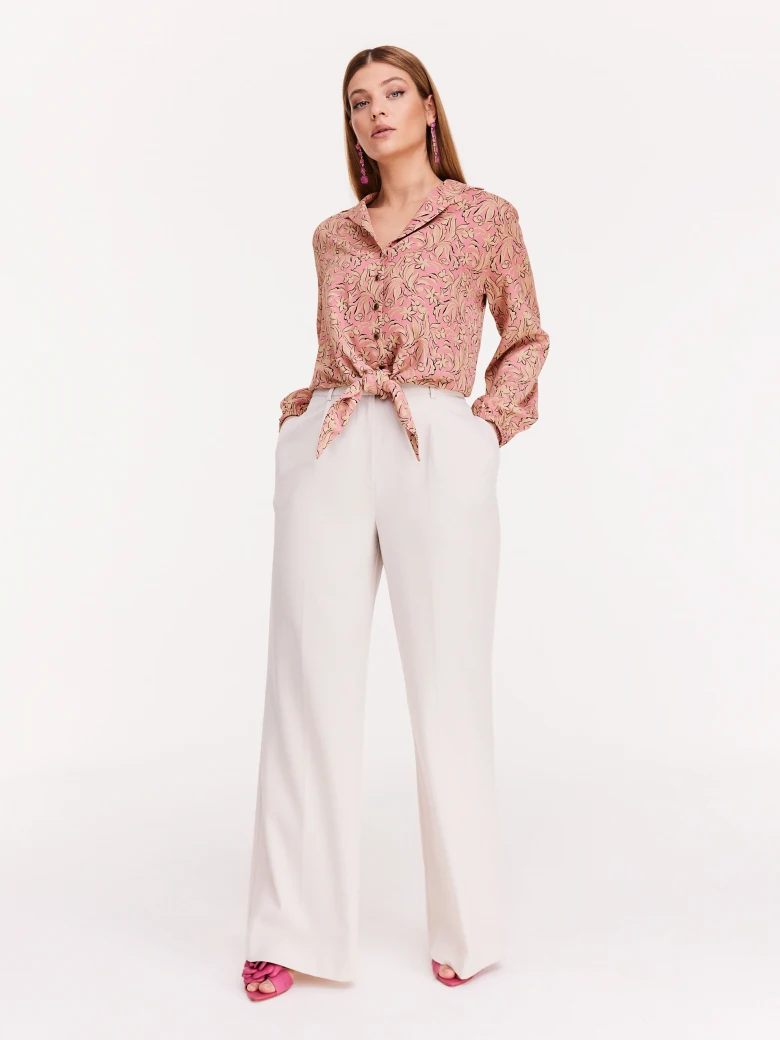 Pink viscose shirt with flowers