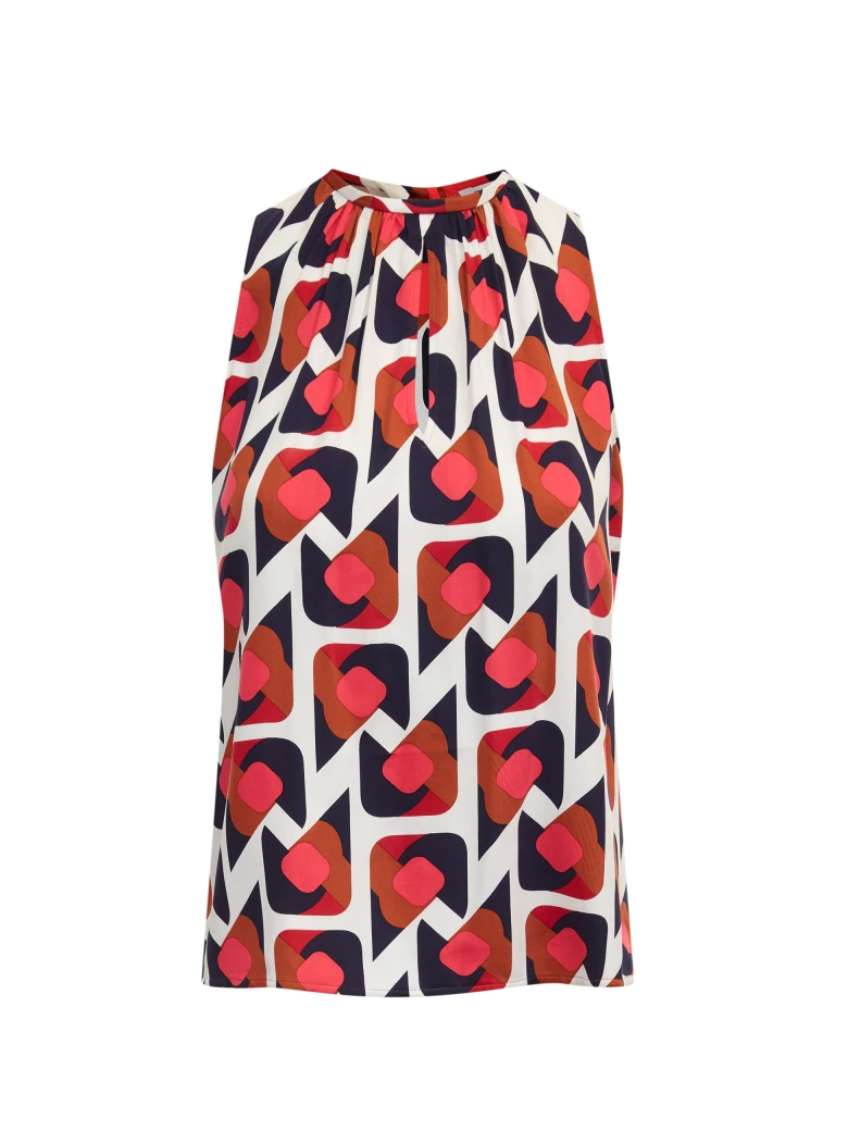 White blouse in geometric print