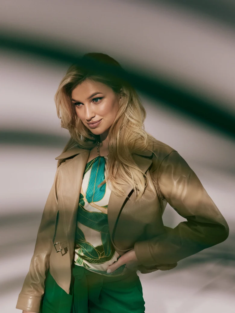 Minimalist beige leather ramon jacket