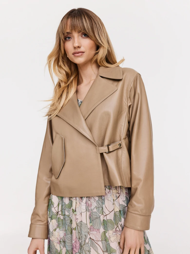 Minimalist beige leather ramon jacket