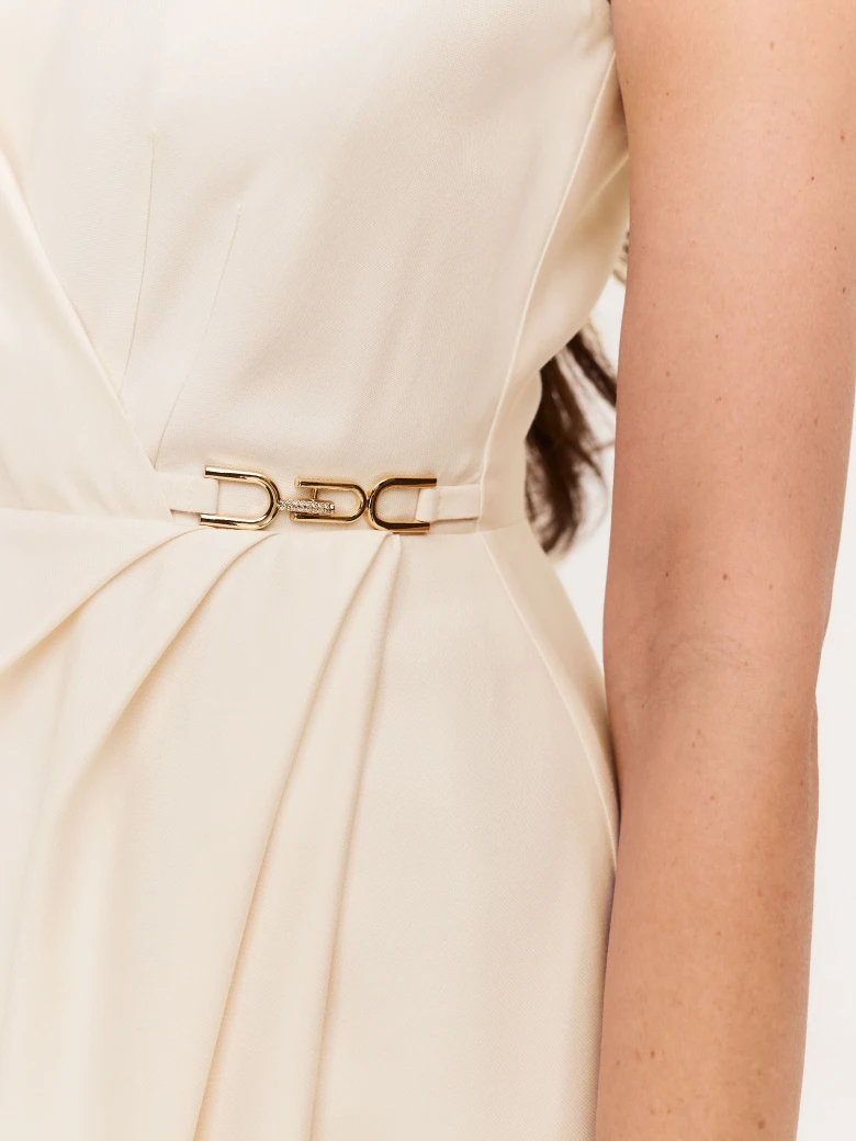 Cream cocktail dress with envelope neckline