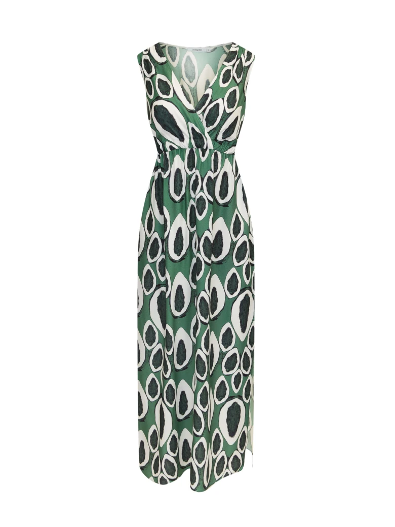 Green dress with a slit on the side