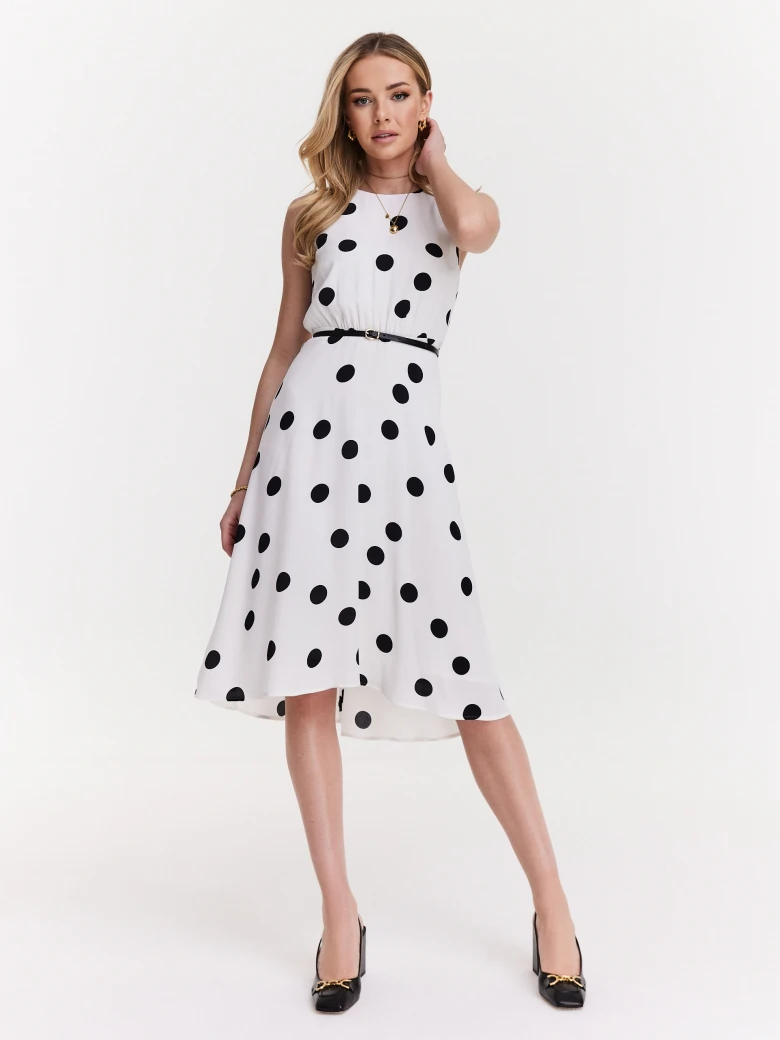 Pea-print midi dress