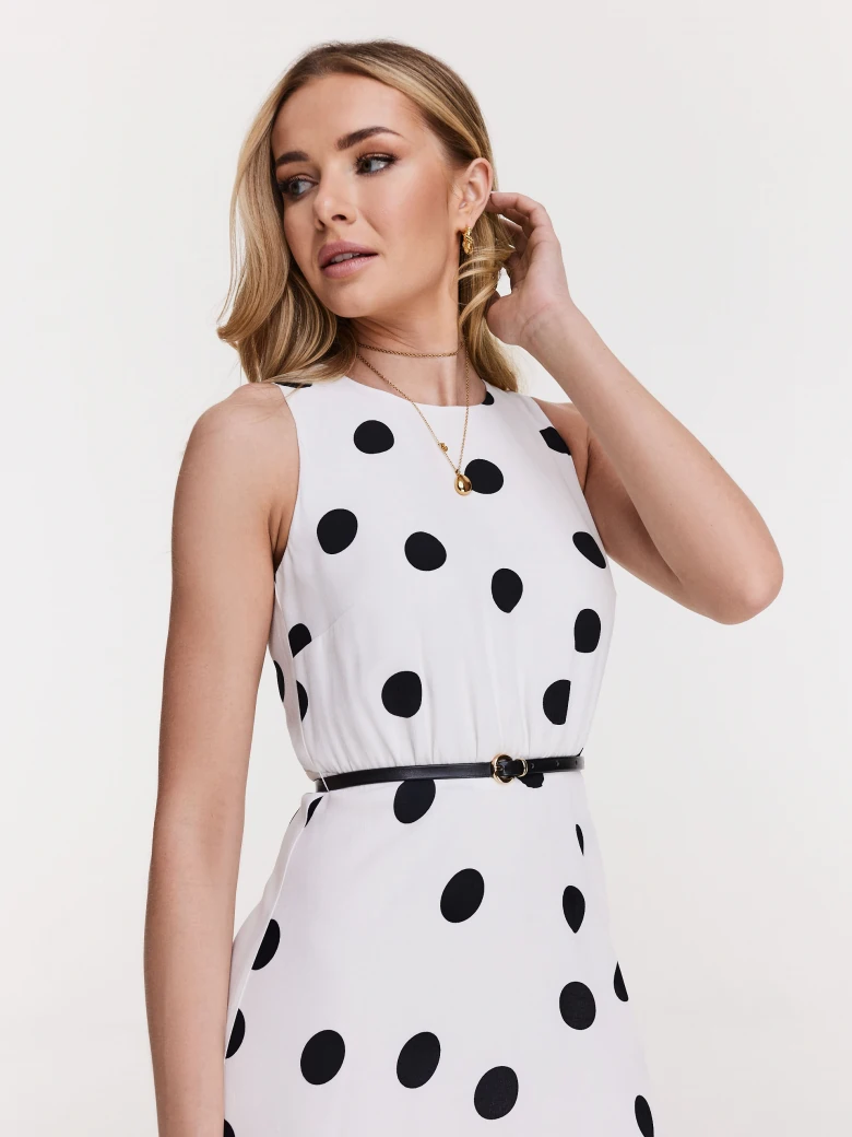Pea-print midi dress