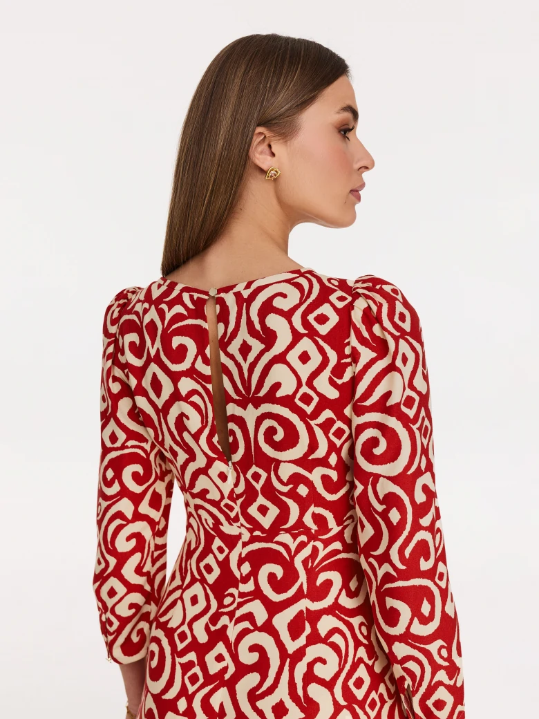 Red and cream dress