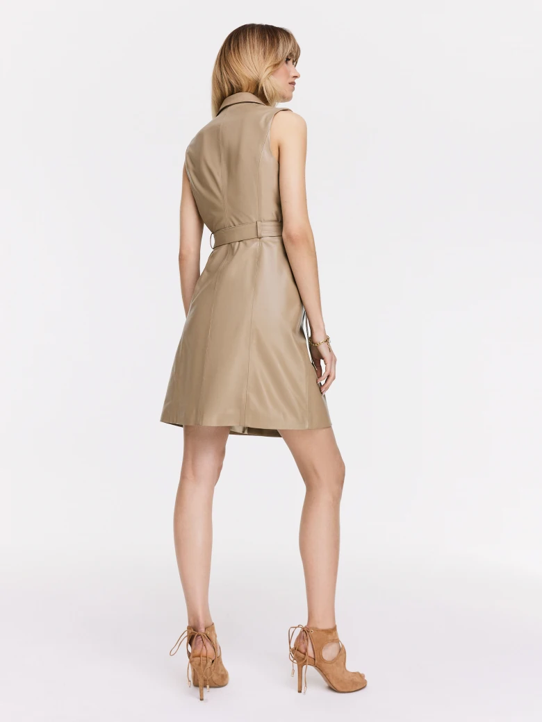 Leather beige dress