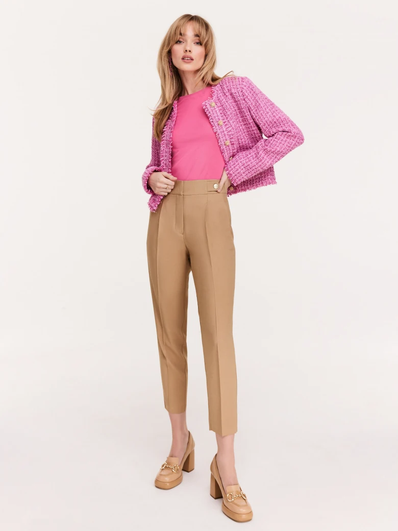 Caramel high-waisted cigarette pants