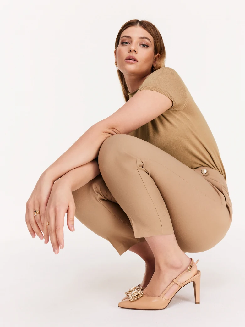 Caramel high-waisted cigarette pants