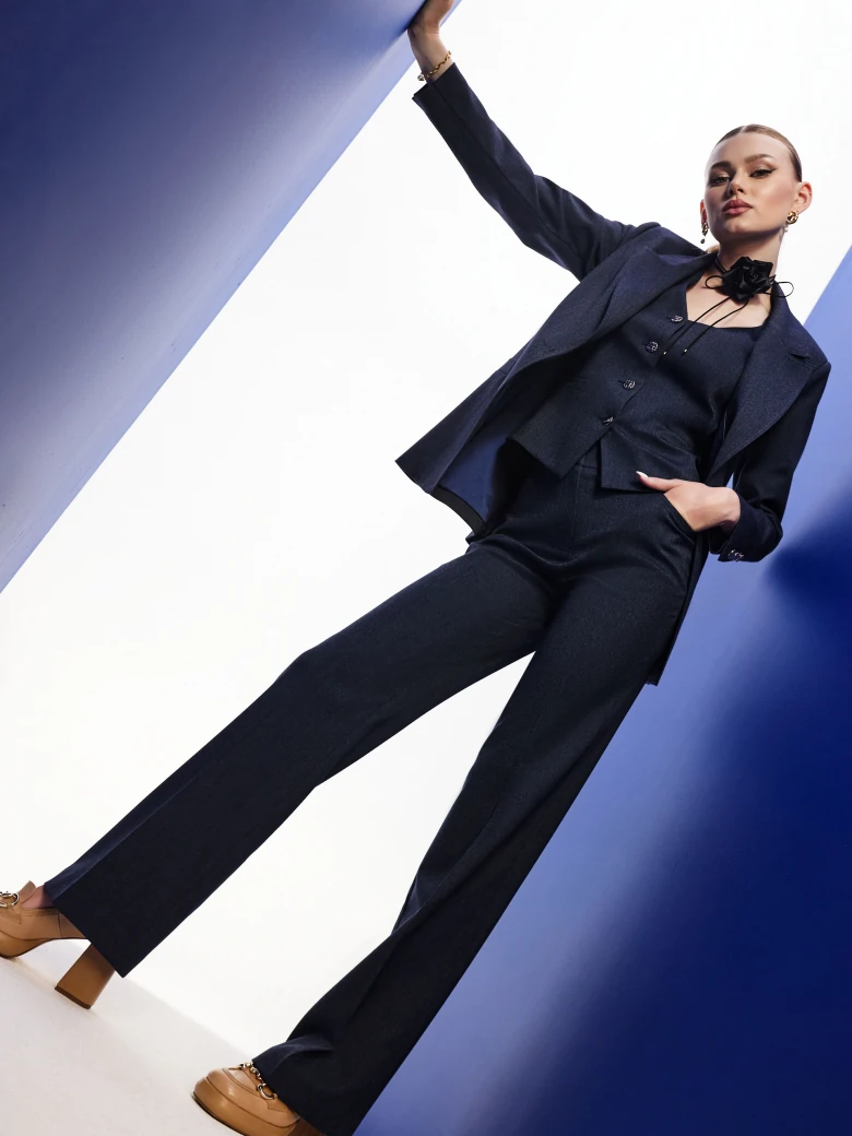 Suit pants with flared legs