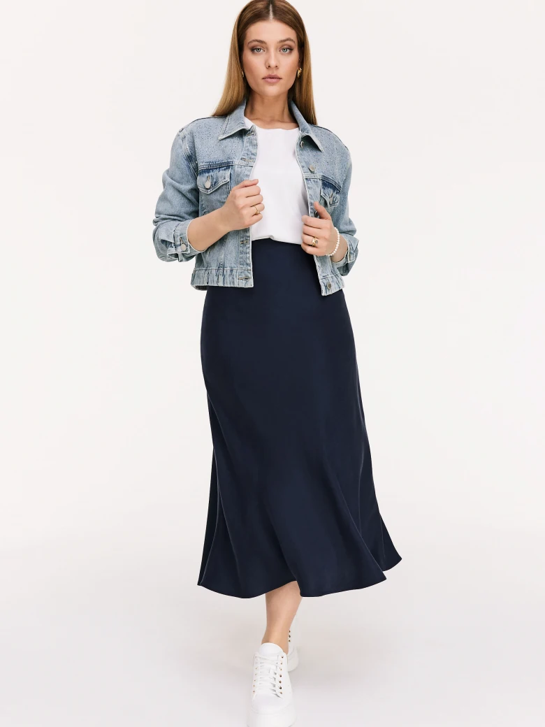 Navy blue midi skirt