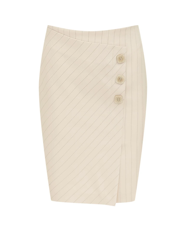 Striped pencil pleated skirt