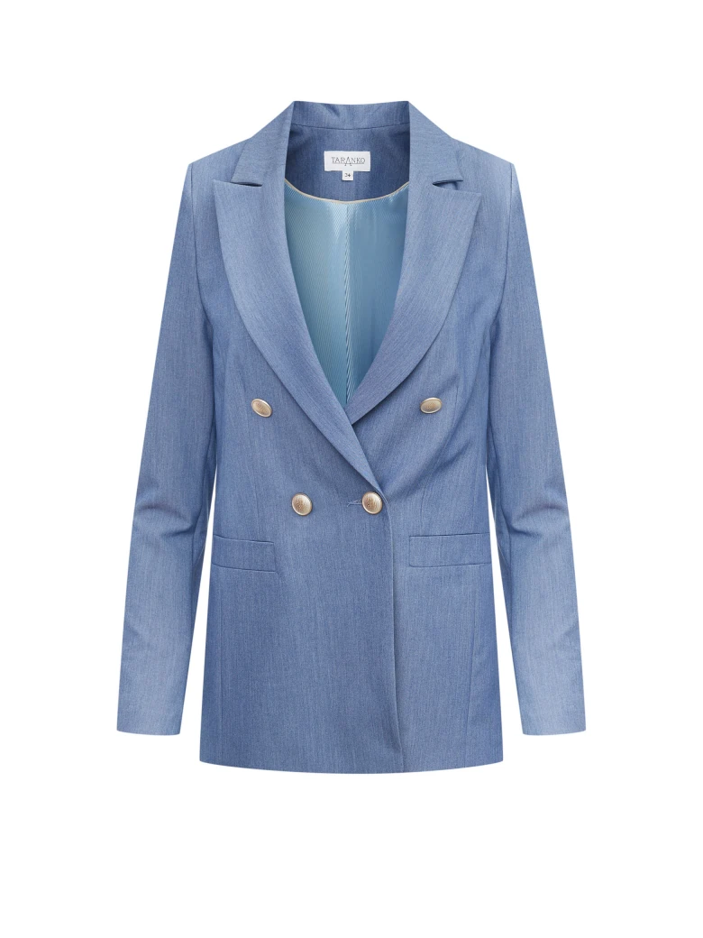 Blue double-breasted jacket with added viscose