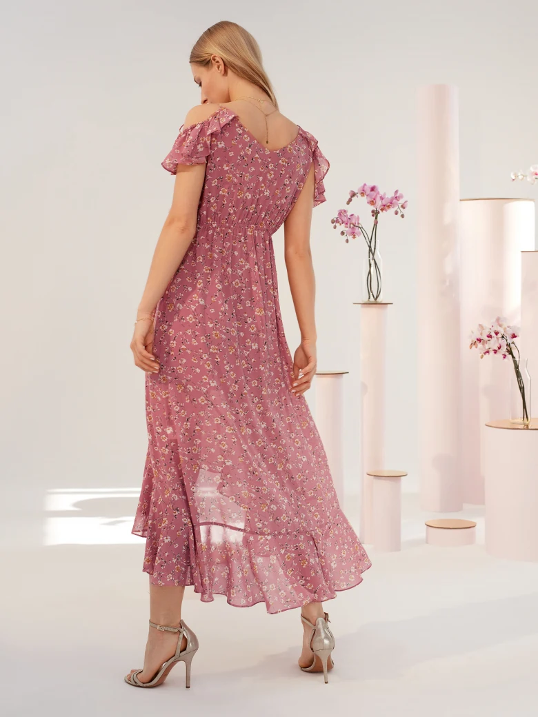 ASYMMETRICAL DRESS WITH OPEN SHOULDERS
