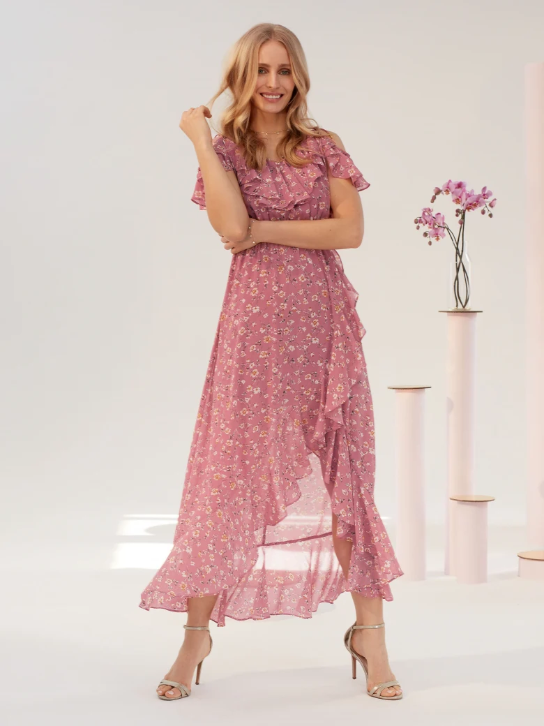 ASYMMETRICAL DRESS WITH OPEN SHOULDERS
