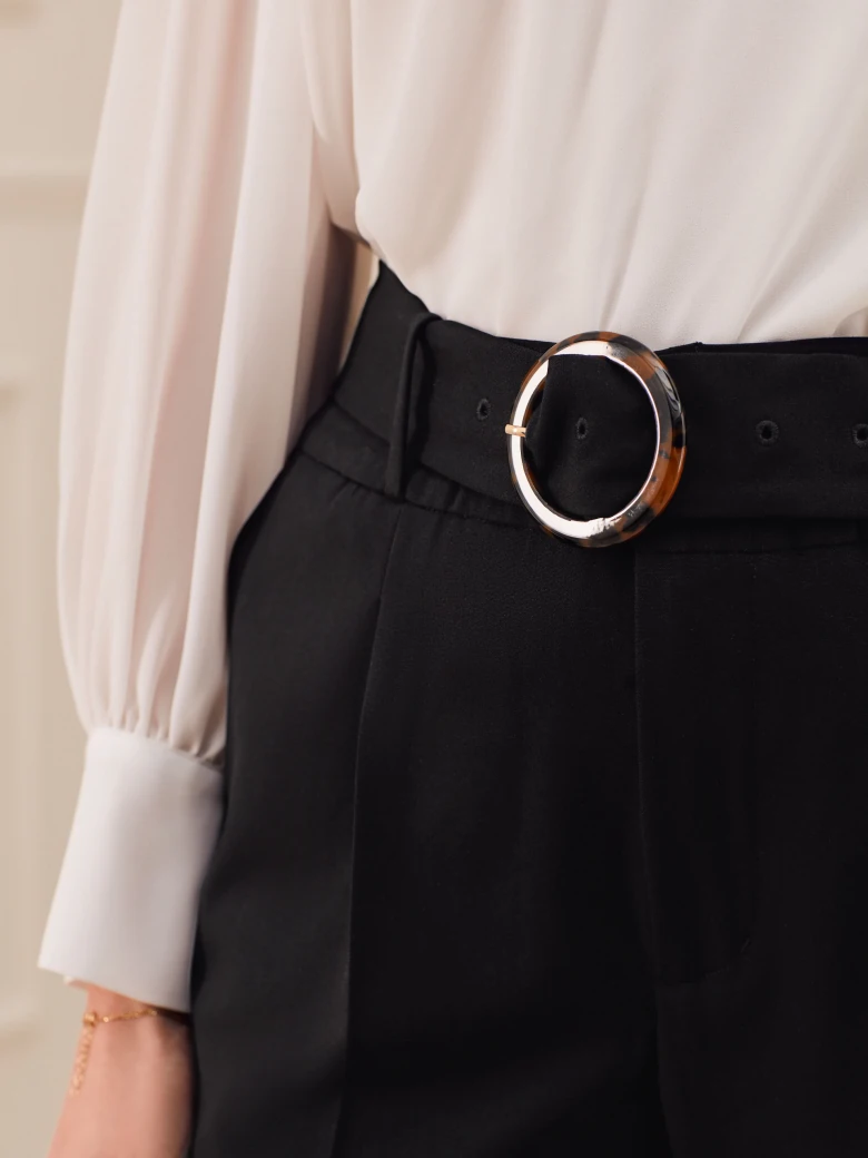 WHITE BLOUSE WITH PEARLS ON CUFFS