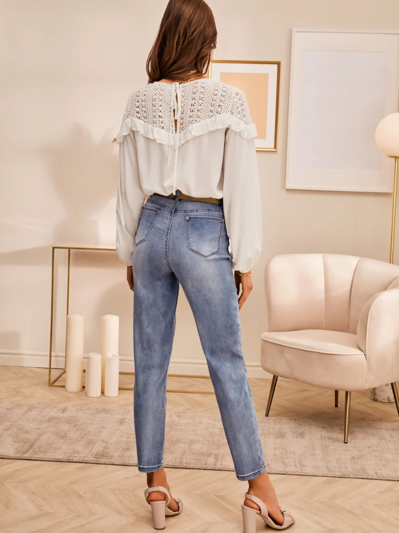 WHITE BLOUSE WITH CROCHET TOP