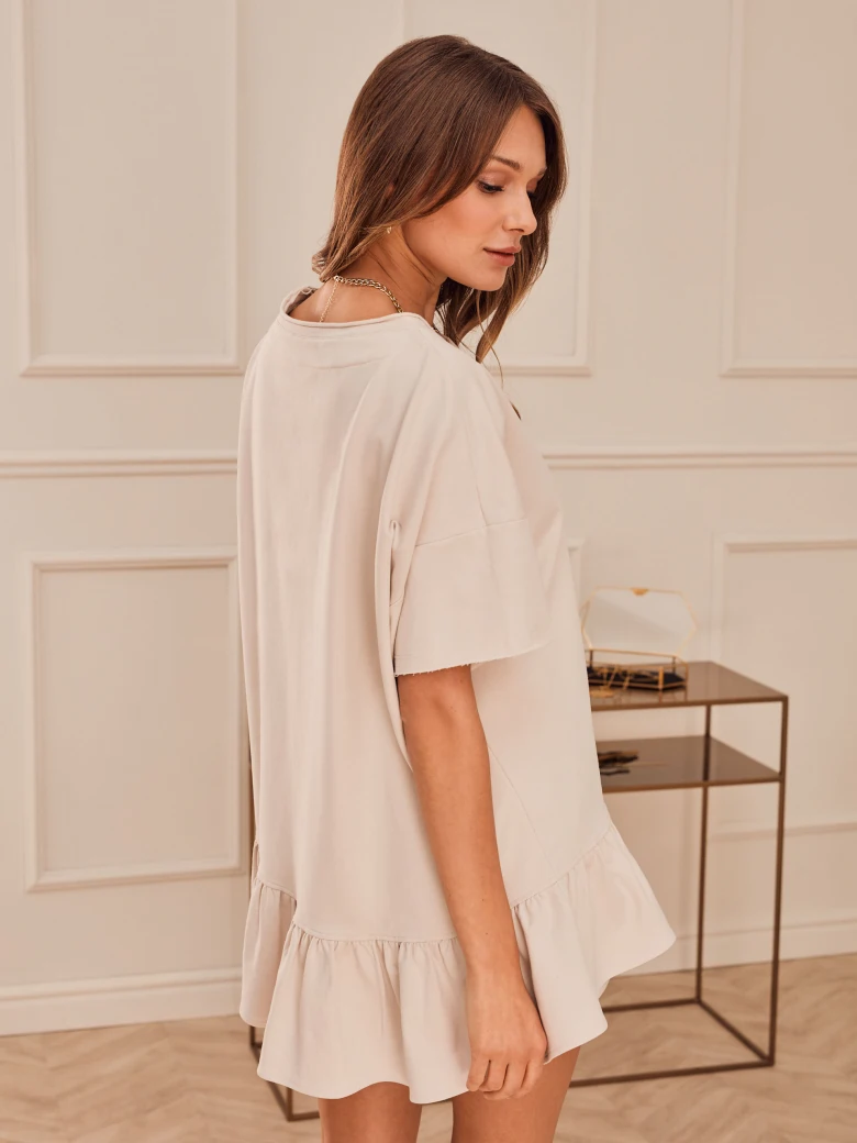 BEIGE BLOUSE WITH SHORT SLEEVES
