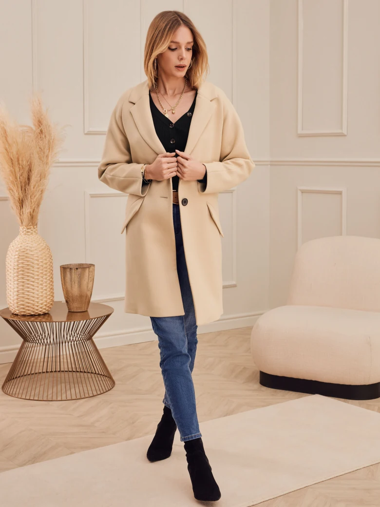 BEIGE STRAIGHT CUT COAT