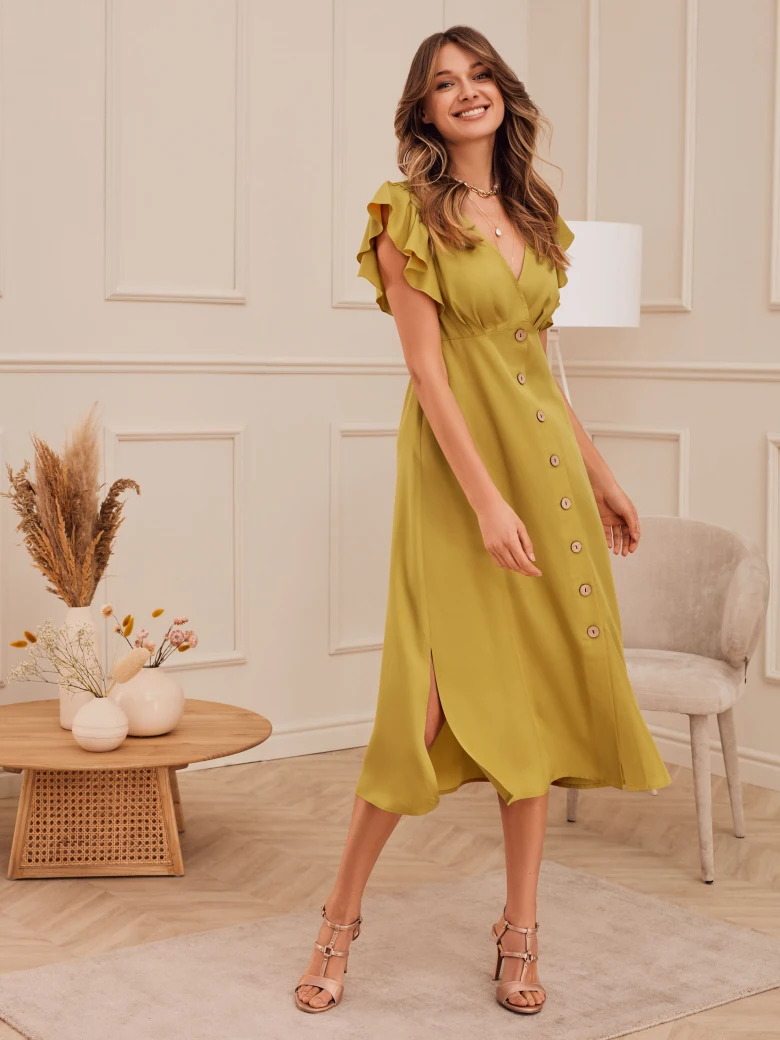 YELLOW BUTTON-DOWN DRESS
